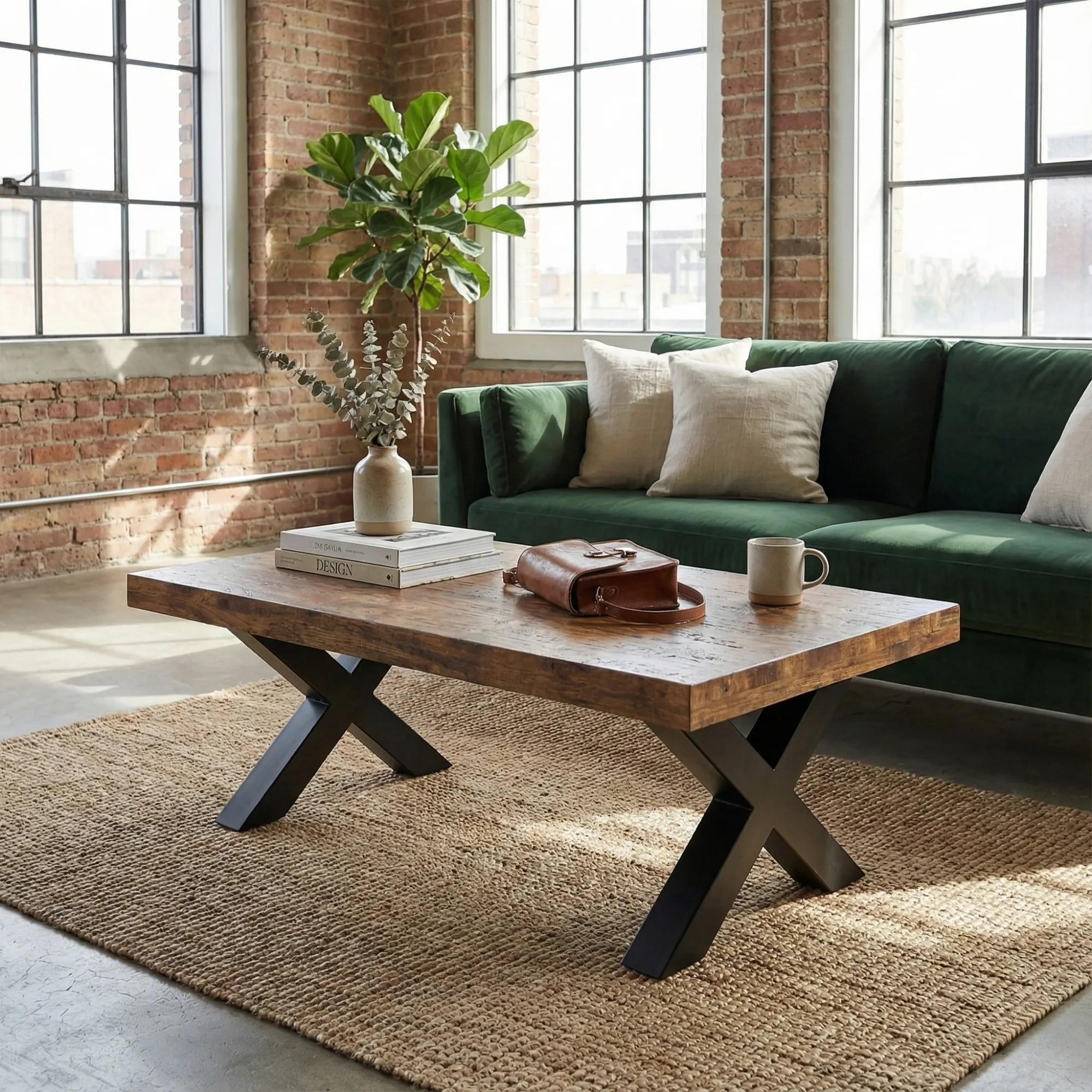 Rectangular Solid Wood Coffee Table - view 4